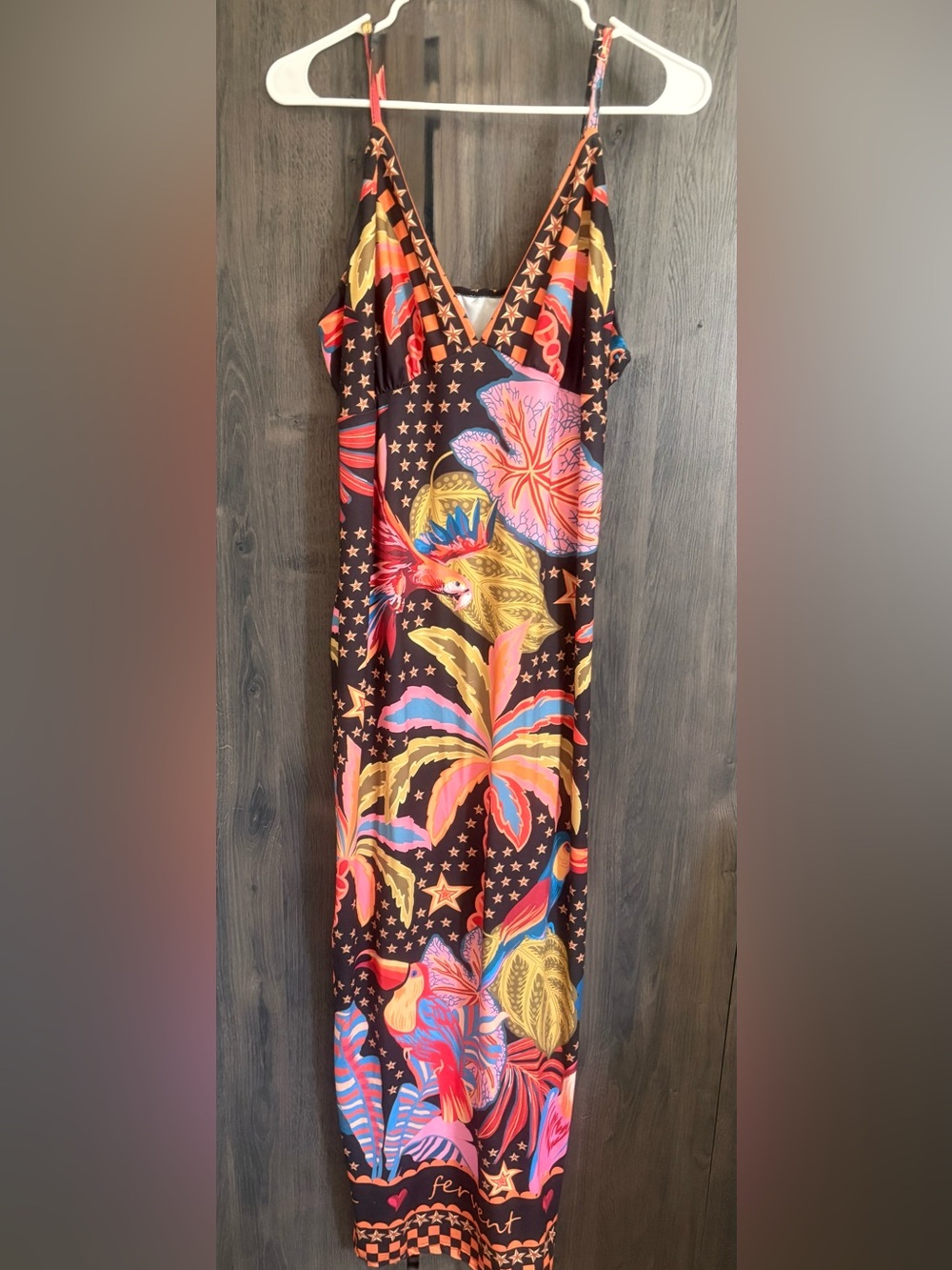 Women’s Black Tropical Print Swim Cover-Up Dress